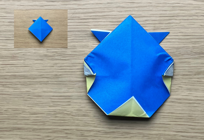 お顔付きで可愛い！かぶとの折り方11