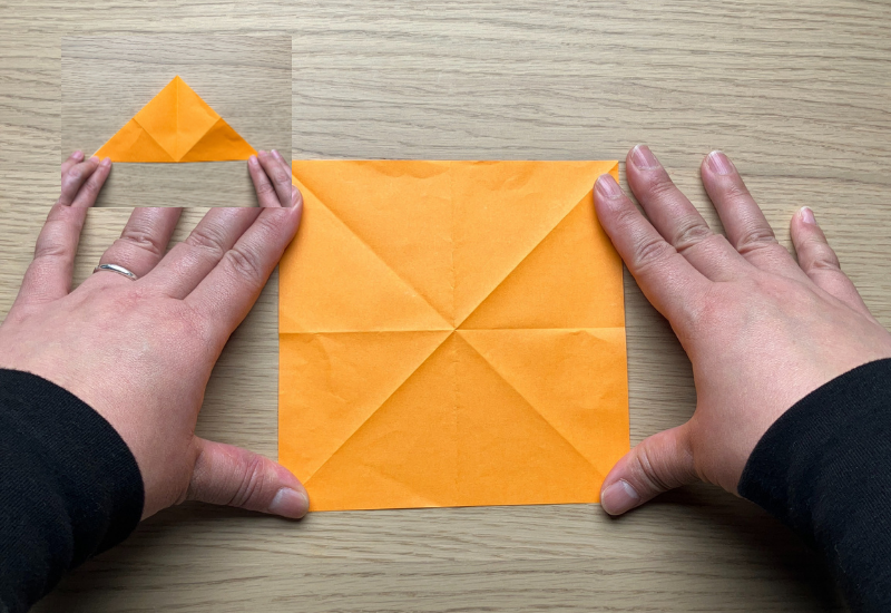 リボン付き！可愛いかぶとの折り方5